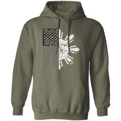 Filipino Sun with American Flag BW Unisex Pullover Hoodie