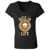 RIce is Life Ladies Jersey V-Neck T-Shirt