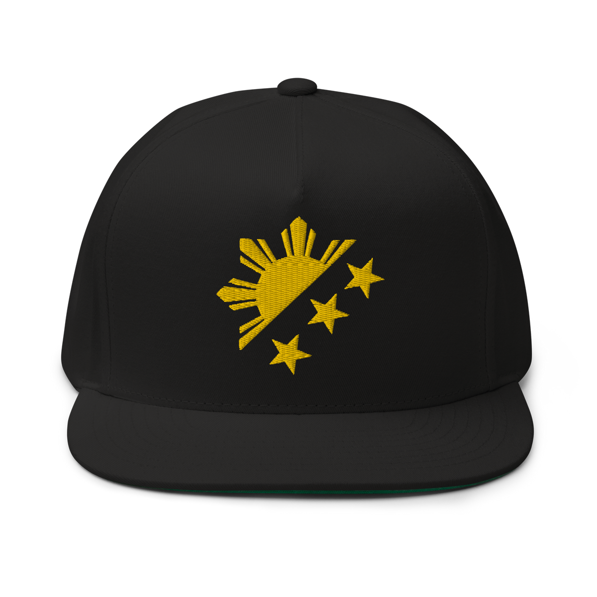 Yellow Sun and Stars Flat Bill Cap