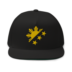 Yellow Sun and Stars Flat Bill Cap