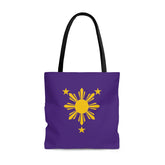 Purple and Yellow Sun and Stars Tote Bag
