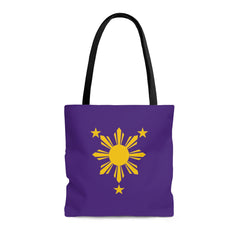 Purple and Yellow Sun and Stars Tote Bag