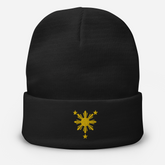 Yellow Sun and Stars Embroidered Beanie