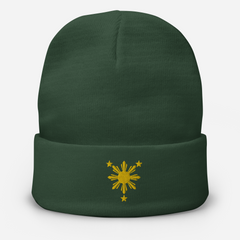 Yellow Sun and Stars Embroidered Beanie