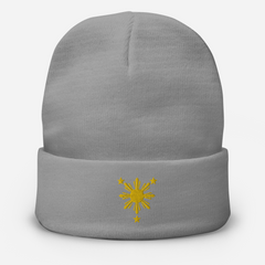 Yellow Sun and Stars Embroidered Beanie