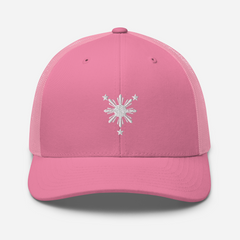 White Philippines Sun and Stars Embroidered Trucker Cap