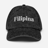 Filipina Embroidered Vintage Cotton Twill Cap