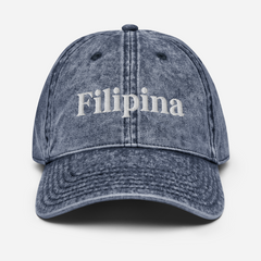 Filipina Embroidered Vintage Cotton Twill Cap