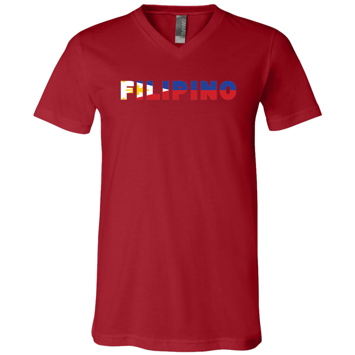 Filipino with Flag Embedded Unisex Jersey V-Neck T-Shirt