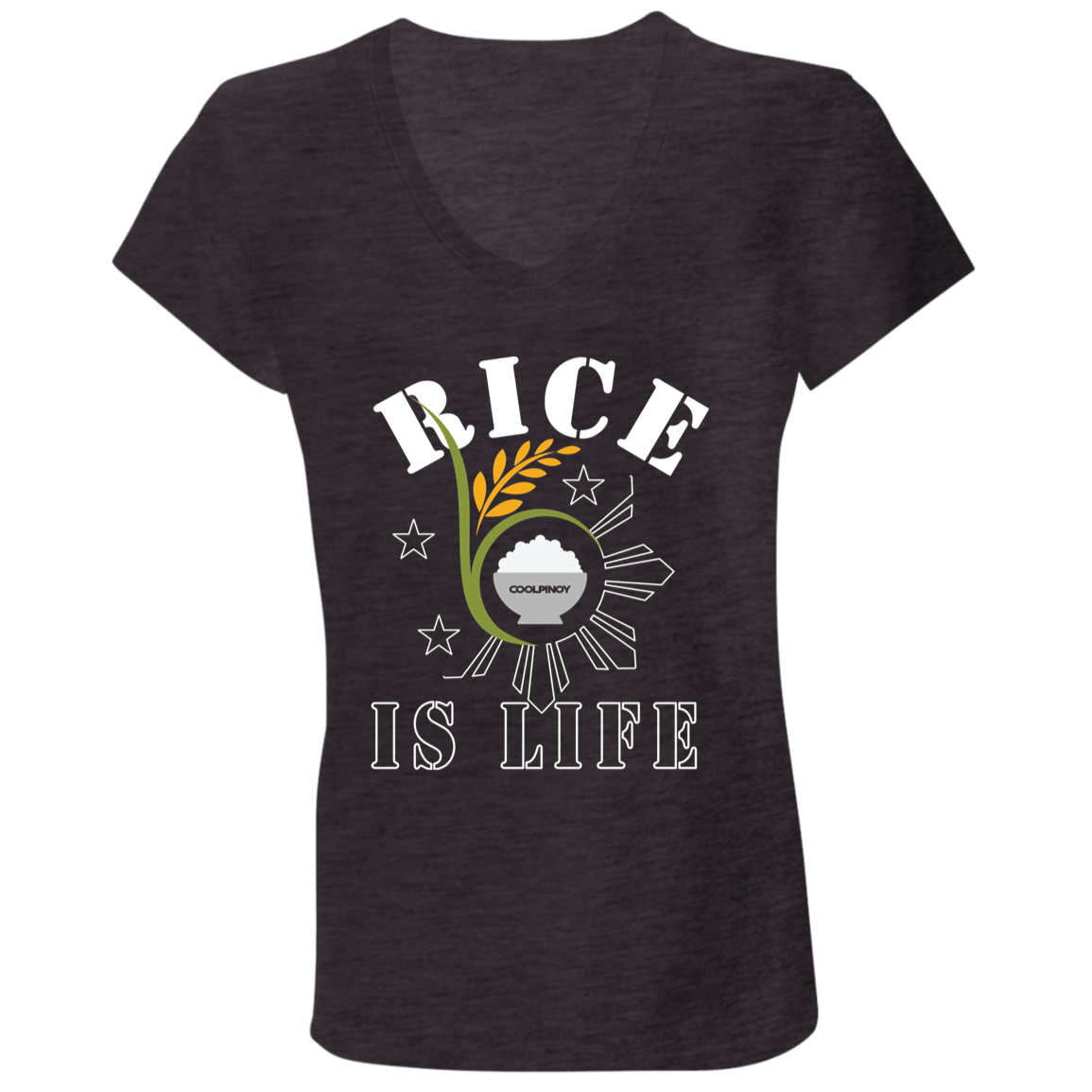 RIce is Life Seeds Ladies Jersey V-Neck T-Shirt