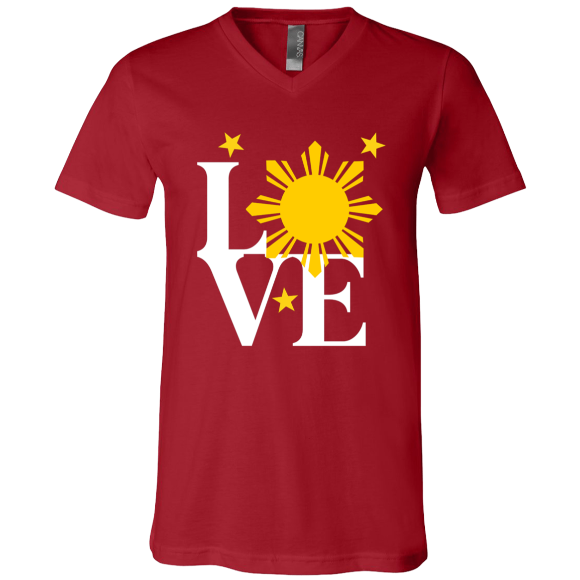 Love with Yellow Sun and Stars Unisex Jersey V-Neck T-Shirt