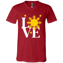 Love with Yellow Sun and Stars Unisex Jersey V-Neck T-Shirt