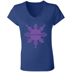 CoolPinoy Ube Ladies' Jersey V-Neck T-Shirt