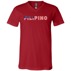 Filipino with US Flag Embedded Unisex Jersey V-Neck T-Shirt