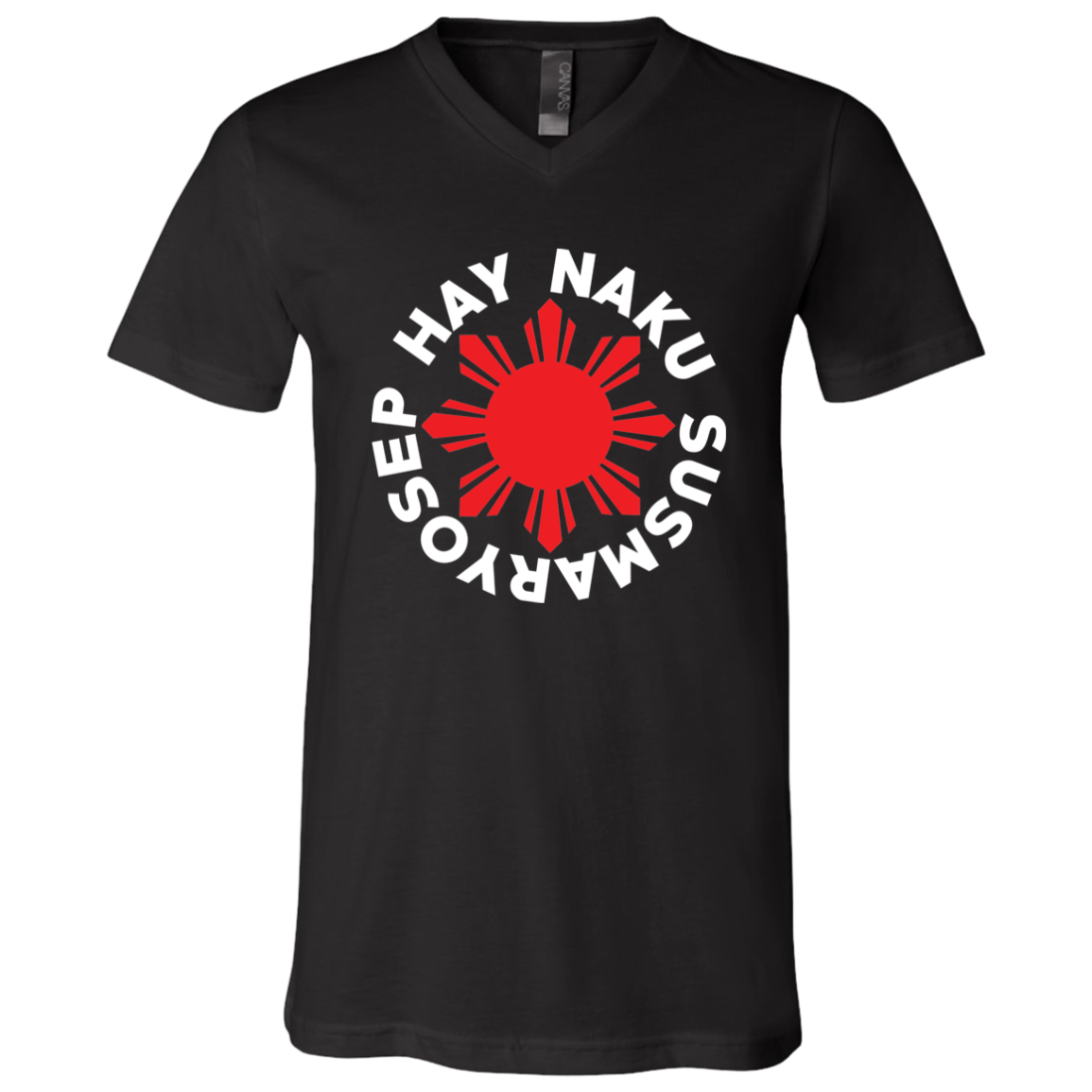 Hay Naku Susmaryosep Red Sun Unisex Jersey V-Neck T-Shirt