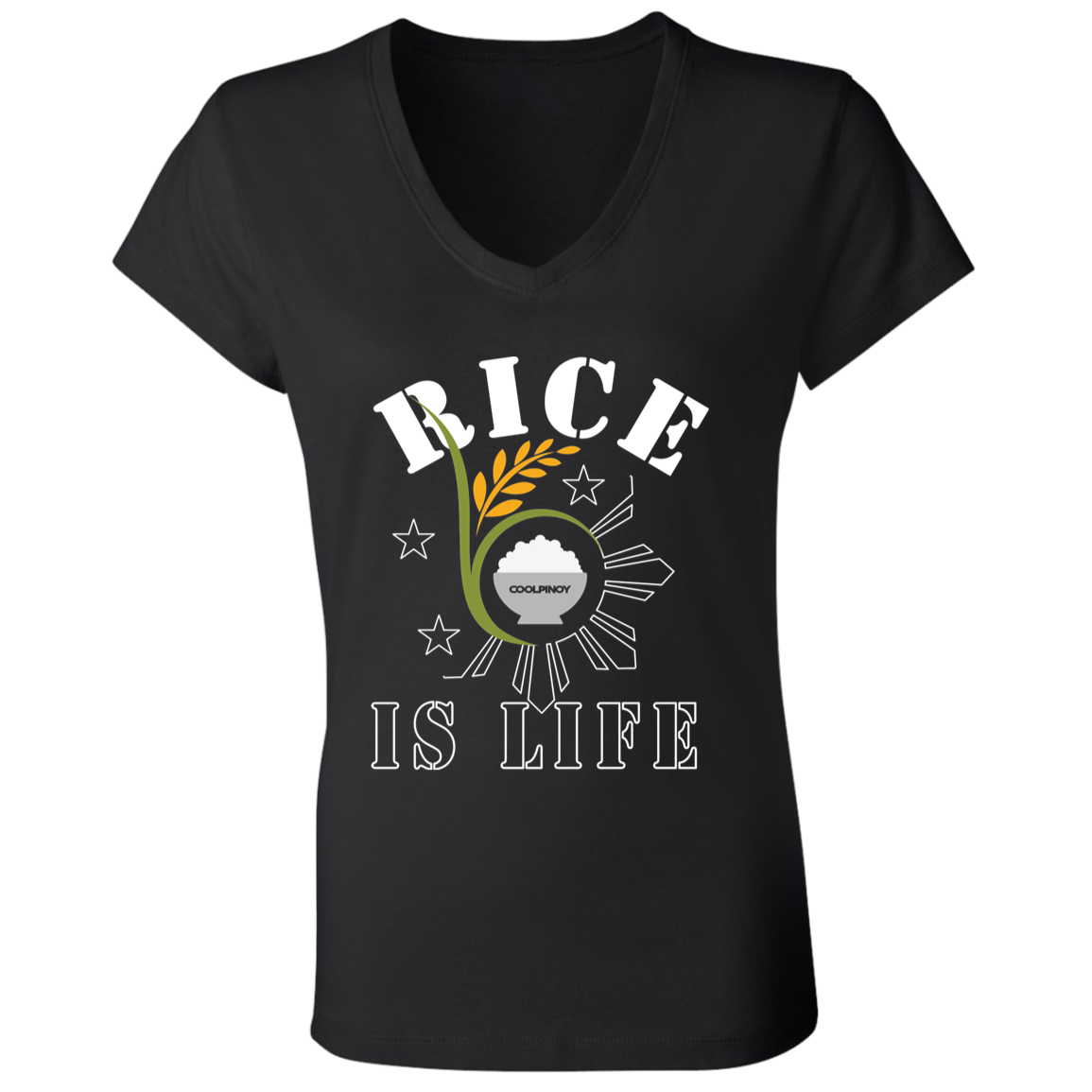 RIce is Life Seeds Ladies Jersey V-Neck T-Shirt