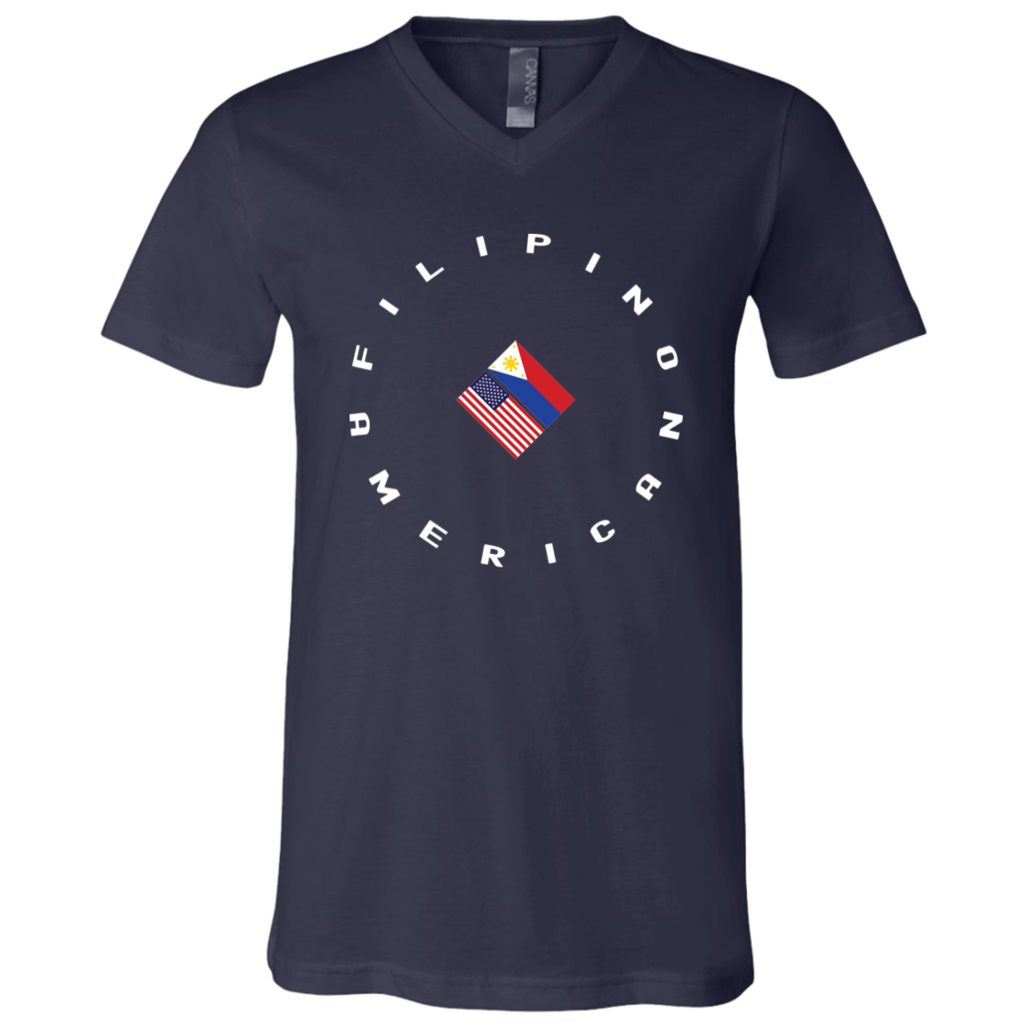 Filpino American in Circle Flags Unisex Jersey V-Neck T-Shirt