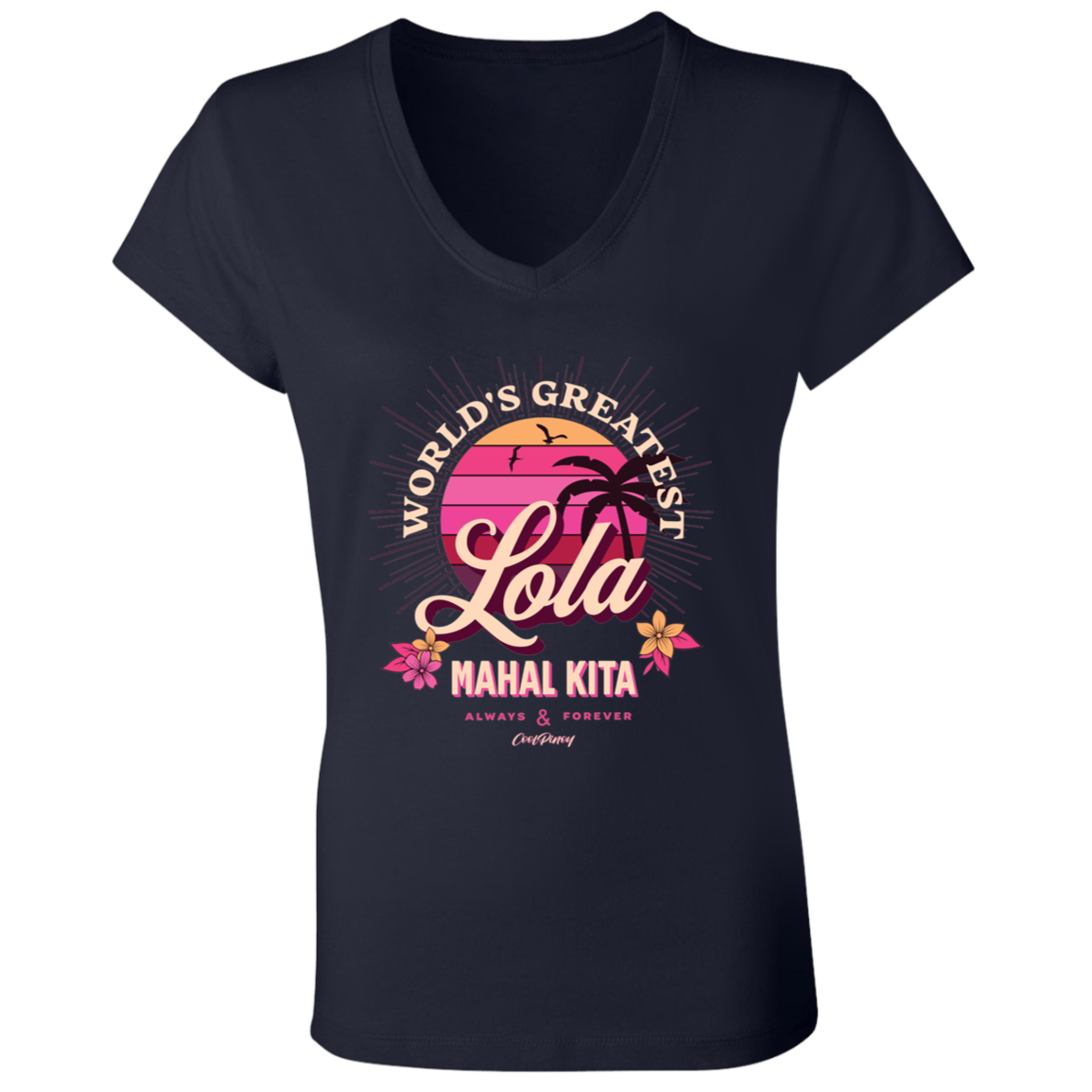 Worlds Greatest Lola Ladies Jersey V-Neck T-Shirt