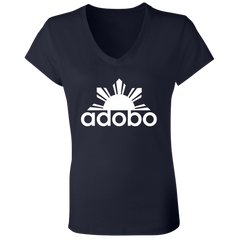 Adobo Half Sun Ladies Jersey V-Neck T-Shirt