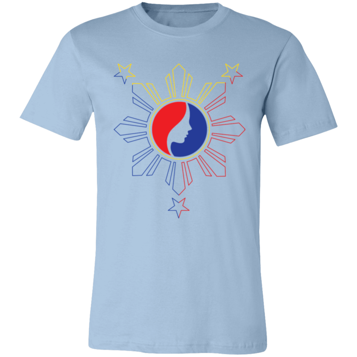 Pinay Silhouette in Philippine Sun Tricolorpng Unisex Jersey T-Shirt