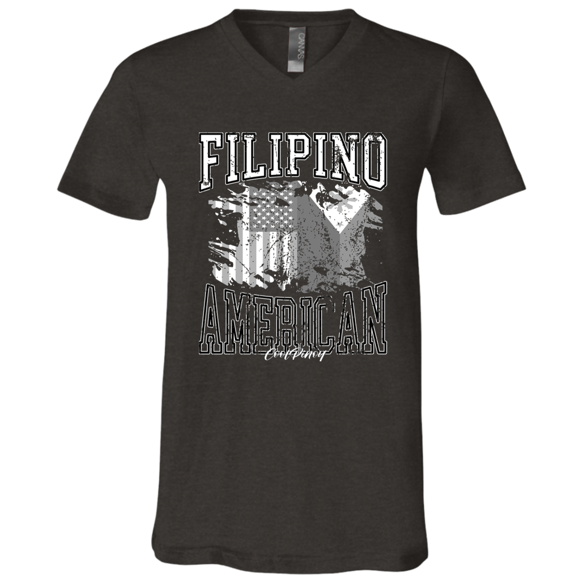 Filipino American Flags Distressed Unisex Jersey V-Neck T-Shirt