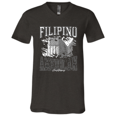 Filipino American Flags Distressed Unisex Jersey V-Neck T-Shirt