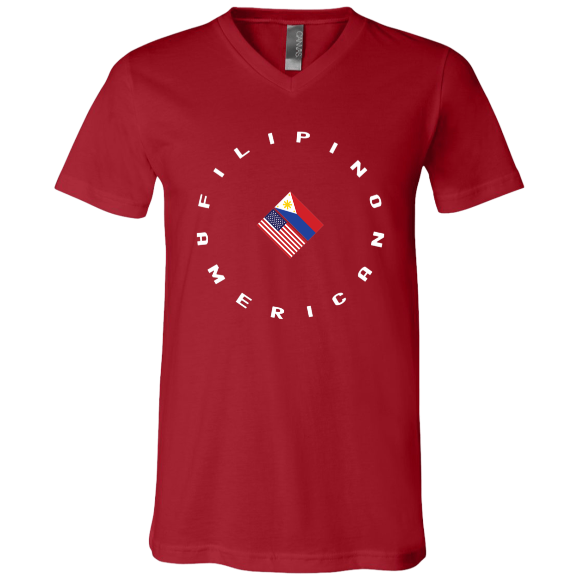 Filpino American in Circle Flags Unisex Jersey V-Neck T-Shirt