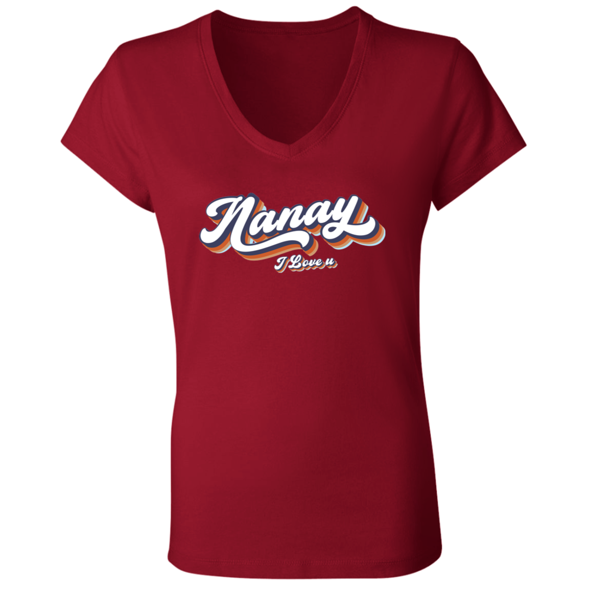 Nanay I Love U Ladies Jersey V-Neck T-Shirt