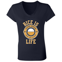 RIce is Life Ladies Jersey V-Neck T-Shirt