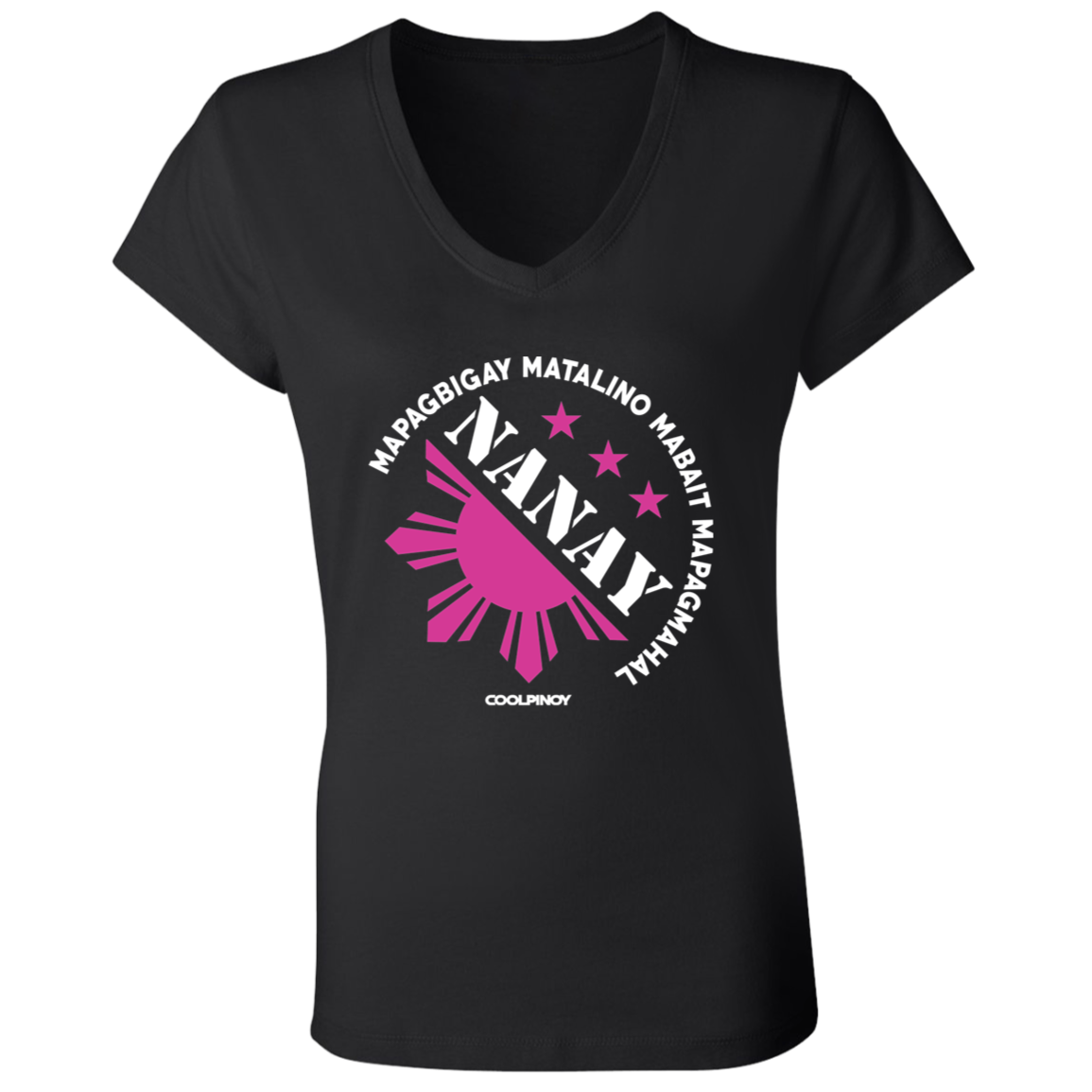 Matalino Mapagmahal Nanay Ladies Jersey V-Neck T-Shirt