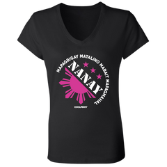 Matalino Mapagmahal Nanay Ladies Jersey V-Neck T-Shirt