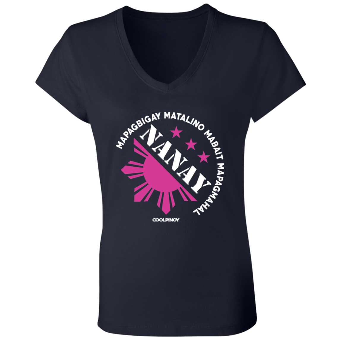 Matalino Mapagmahal Nanay Ladies Jersey V-Neck T-Shirt