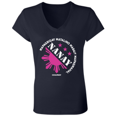 Matalino Mapagmahal Nanay Ladies Jersey V-Neck T-Shirt