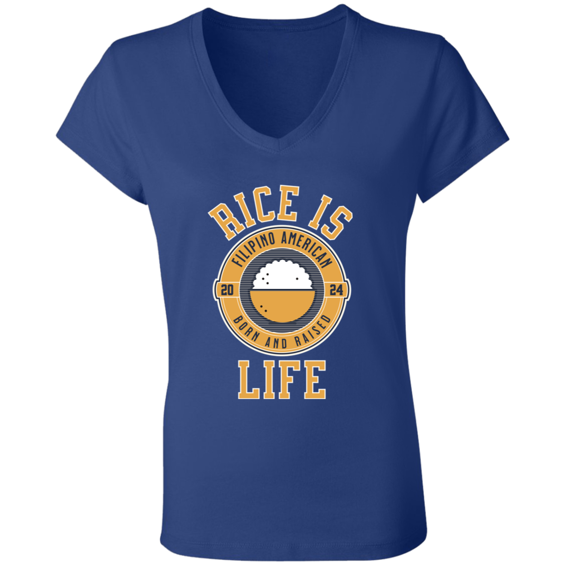 RIce is Life Ladies Jersey V-Neck T-Shirt