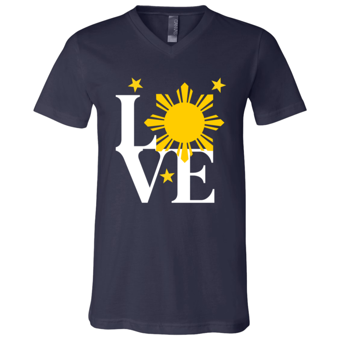 Love with Yellow Sun and Stars Unisex Jersey V-Neck T-Shirt