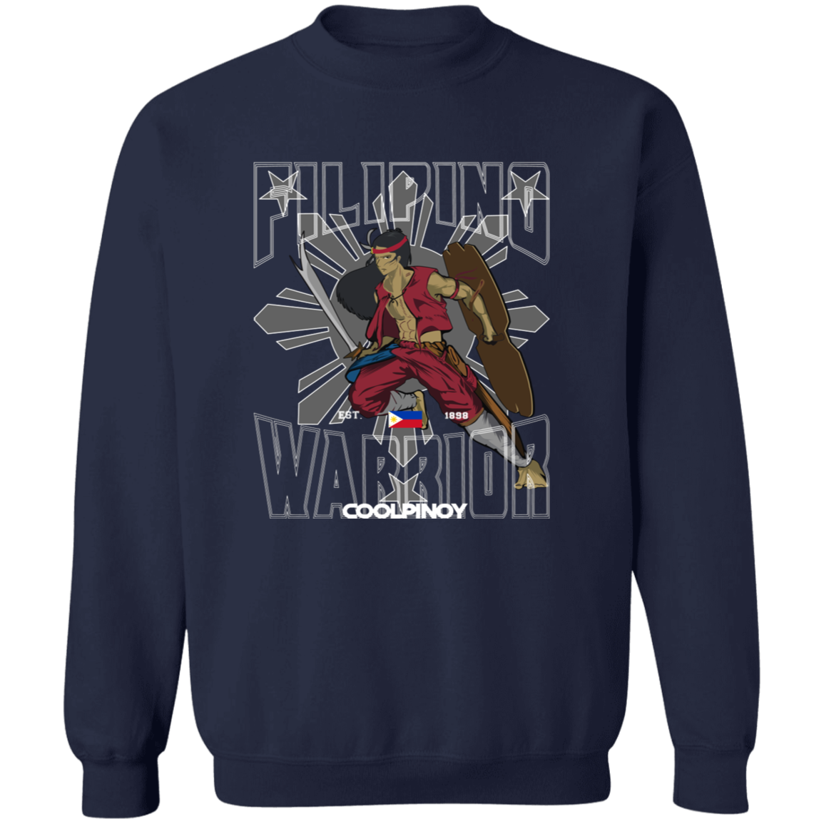 Filipino Warrior Grey Sun and Stars Unisex Crewneck Pullover Sweatshirt