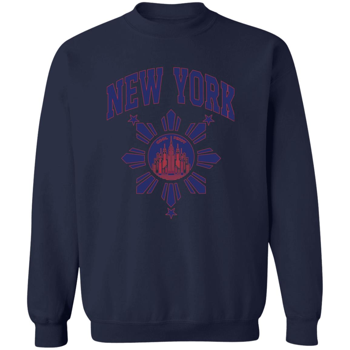 New York with Sun and Stars Unisex Crewneck Pullover Sweatshirt