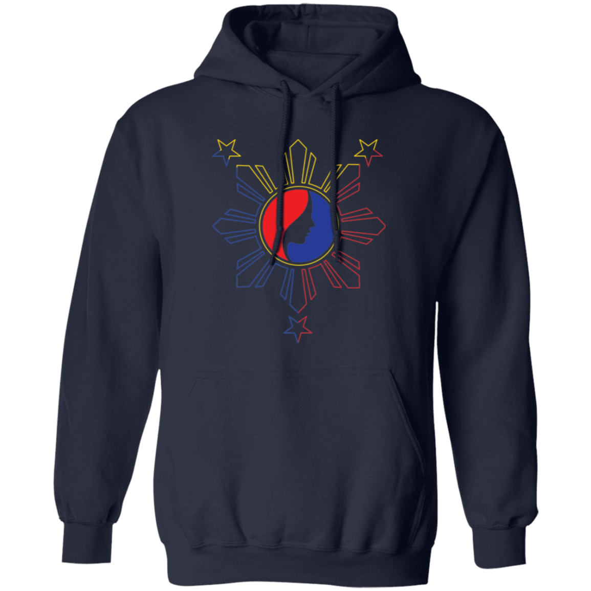 Pinay Silhouette in Philippine Sun Tricolorpng Unisex Pullover Hoodie