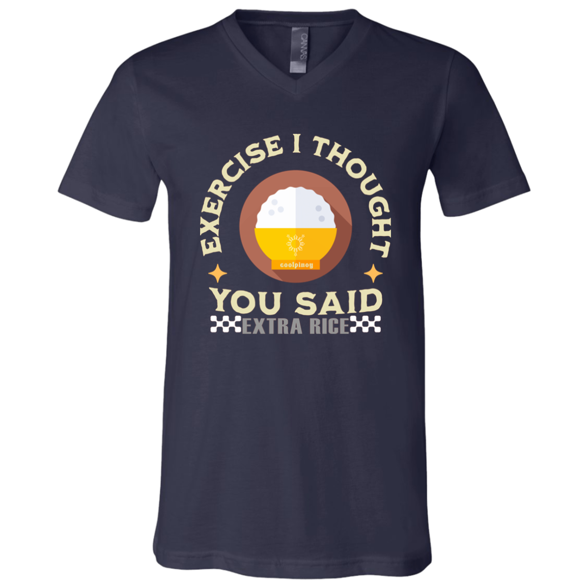 Exercise I Thought You Said Extra Rice Yellow Unisex Jersey V-Neck T-Shirt