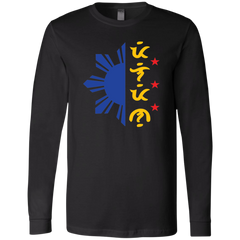 Tricolor Filipino in Baybayin Script Half Sun Mens Jersey Long Sleeve T-Shirt