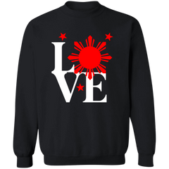 Love with Red Sun and Stars Unisex Crewneck Pullover Sweatshirt