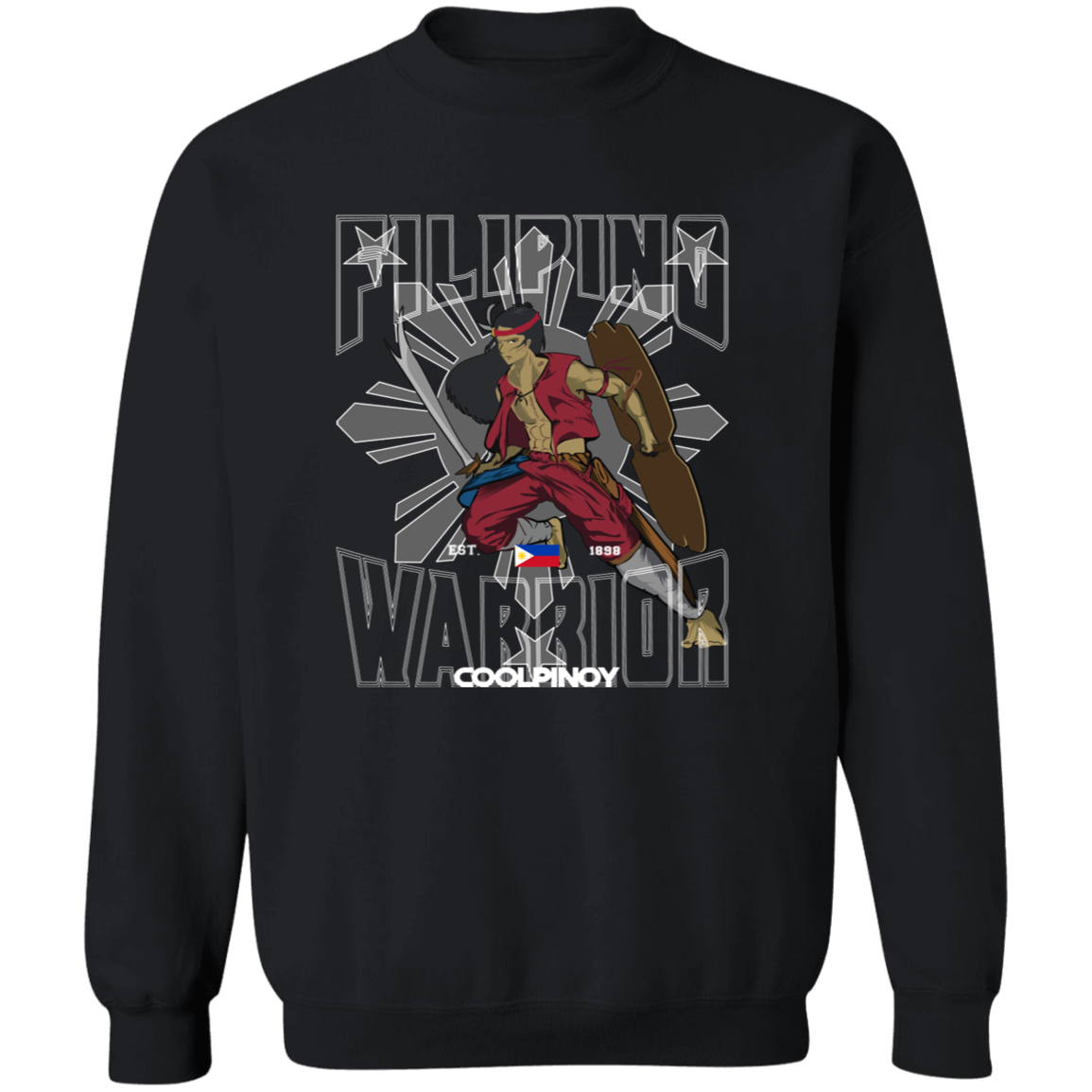 Filipino Warrior Grey Sun and Stars Unisex Crewneck Pullover Sweatshirt