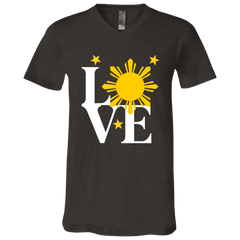 Love with Yellow Sun and Stars Unisex Jersey V-Neck T-Shirt