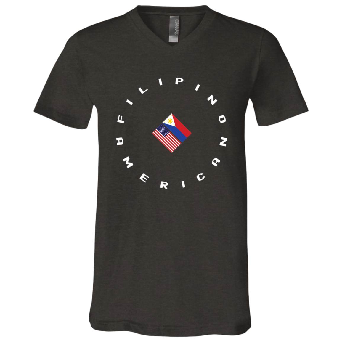 Filpino American in Circle Flags Unisex Jersey V-Neck T-Shirt