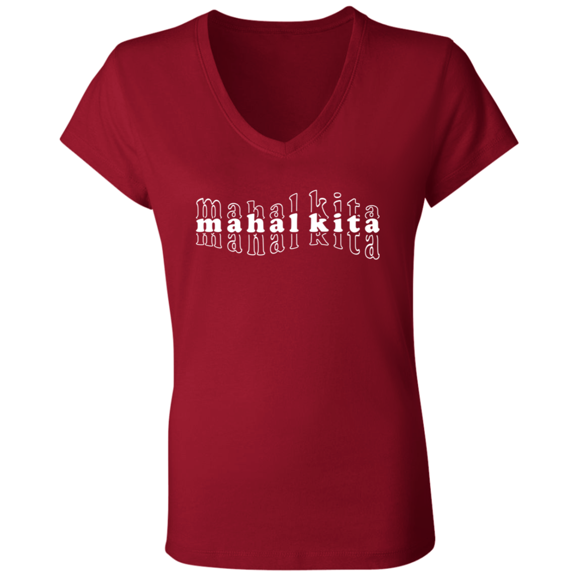 Mahal Kita Mesh Warp Ladies Jersey V-Neck T-Shirt