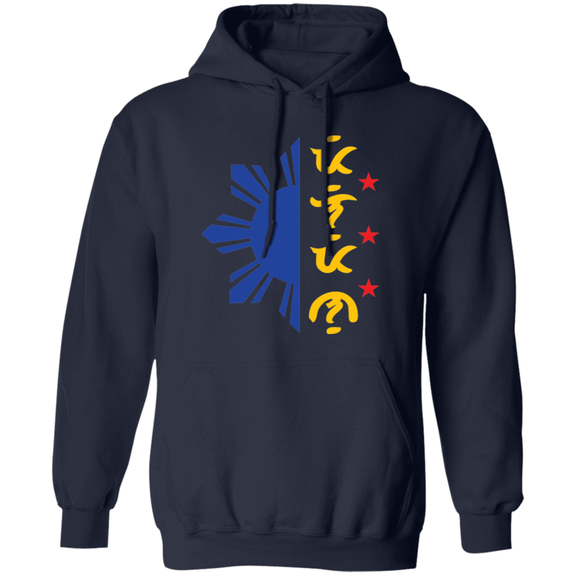 Tricolor Filipino in Baybayin Script Half Sun Unisex Pullover Hoodie