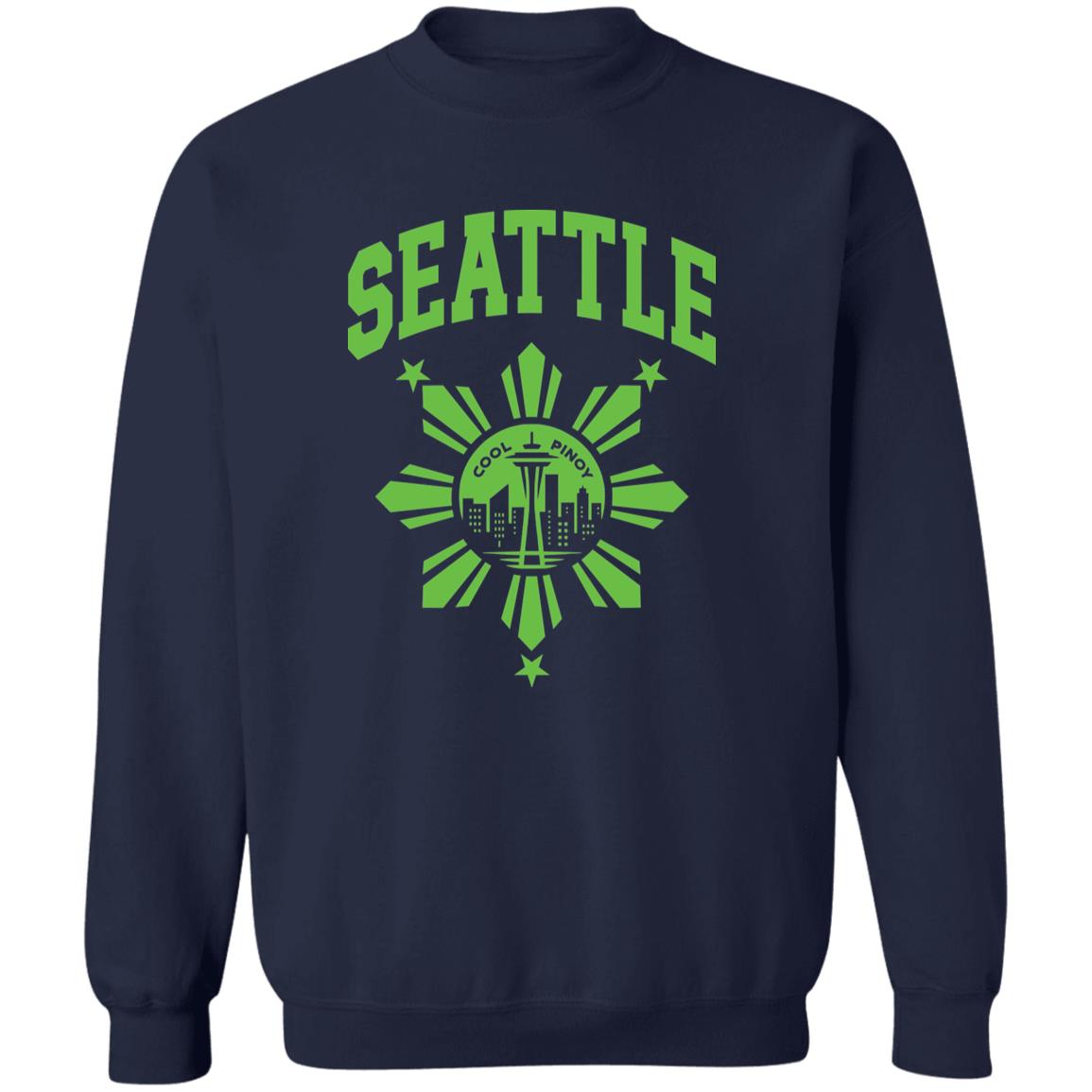 Seattle with Sun and Stars Unisex Crewneck Pullover Sweatshirt