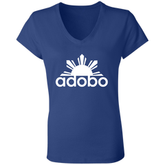 Adobo Half Sun Ladies Jersey V-Neck T-Shirt