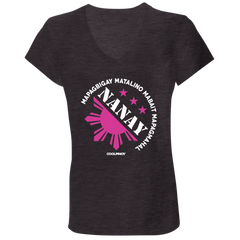 Matalino Mapagmahal Nanay Ladies Jersey V-Neck T-Shirt