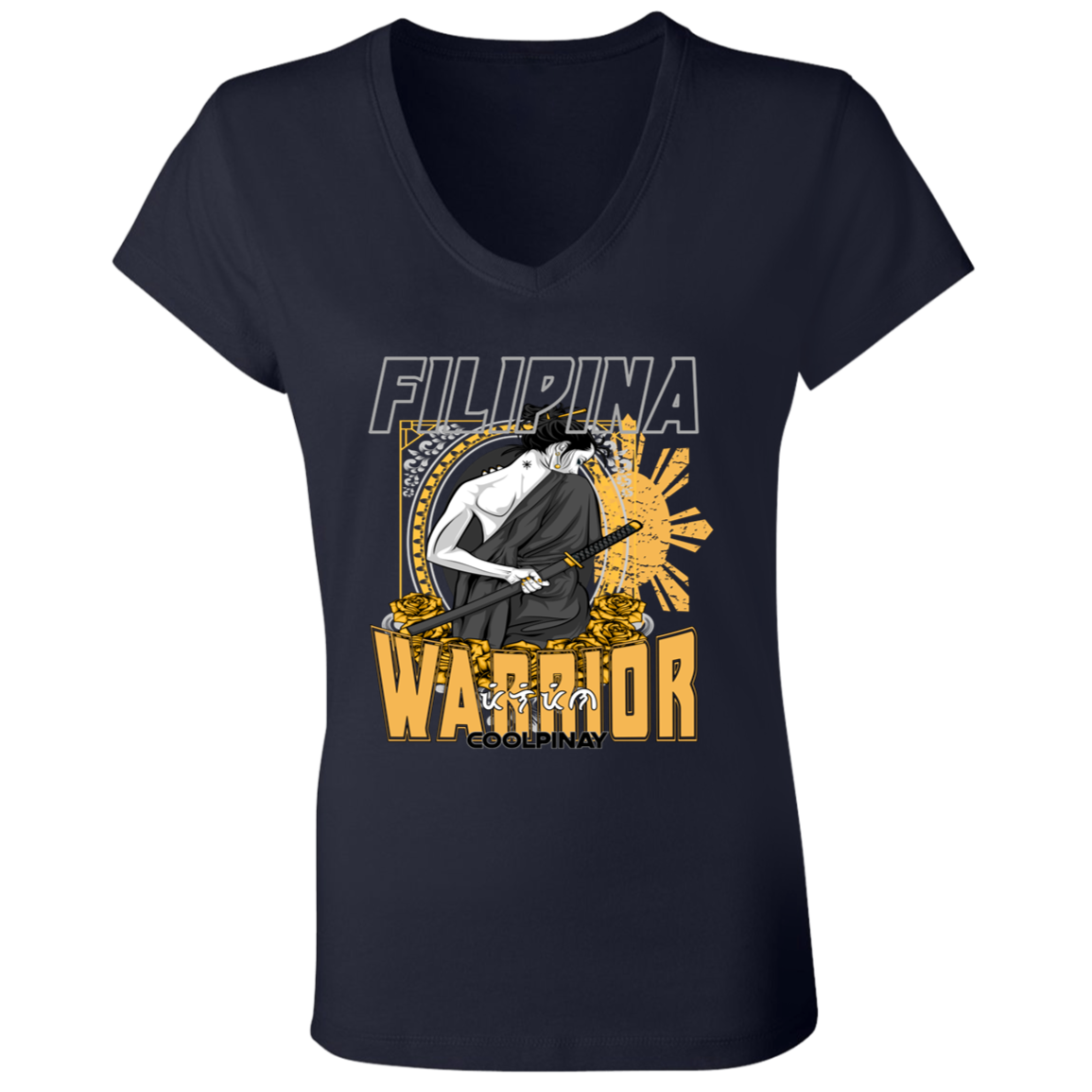 Filipina Warrior Samurai Ladies' Jersey V-Neck T-Shirt